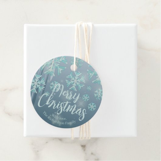 ブルーティール(緑がかった色)ウィンターワンダーランドメリークリスマス フェイバータグ (インサイチュ)