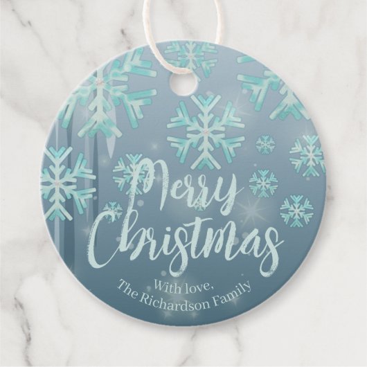 ブルーティール(緑がかった色)ウィンターワンダーランドメリークリスマス フェイバータグ (正面)