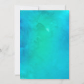 ブルーティール（緑がかった色）ウォーターカラー牡丹結婚式招待状 (裏面)
