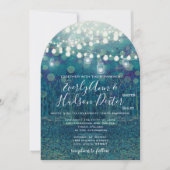 ブルーティール（緑がかった色）ガーランドオブフェアリー結婚ライツフォレスト 招待状 (正面)