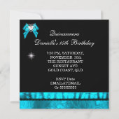 ブルーティール(緑がかった色)キンセアニェラ15th Birthday Party写真 招待状 (裏面)