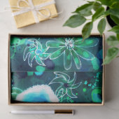 ブルーティール（緑がかった色）グリーンフローラ抽象芸術フラワーデカップージ 薄葉紙 (ギフト)