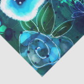 ブルーティール（緑がかった色）グリーンフローラ抽象芸術フラワーデカップージ 薄葉紙 (詳細)