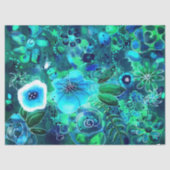 ブルーティール（緑がかった色）グリーンフローラ抽象芸術フラワーデカップージ 薄葉紙 (正面)