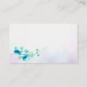 ブルーティール（緑がかった色）グリーン花フローラ結婚式RSVP エンクロージャーカード (裏面)