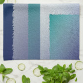 ブルーティール（緑がかった色）グレーエックスパステル キッチンタオル (折り畳み)