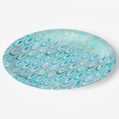 ブルーティール（緑がかった色）シャイニーはかりで測マーメイドはかりで測魚 ペーパープレート (アングル)