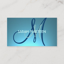 ブルーティール（緑がかった色）シンプルモノグラムカスタムビジネスカード 名刺