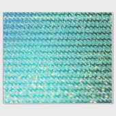 ブルーティール（緑がかった色）スパークル海マーメイドウェーブパターン ラッピングペーパー (フラット)