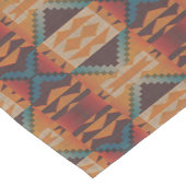 ブルーティール（緑がかった色）ダークブラウンベージュオレンジレッドトライバルアート ショートテーブルランナー (コーナー)