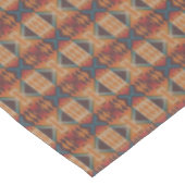 ブルーティール（緑がかった色）ダークブラウンベージュオレンジレッドトライバルアート テーブルクロス (アングル)