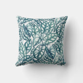 ブルーティール（緑がかった色）トロピカル葉 クッション (裏面)