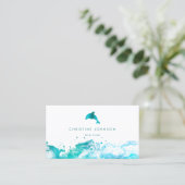 ブルーティール(緑がかった色)ドルフィンロゴ 名刺 (スタンド正面)