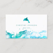 ブルーティール(緑がかった色)ドルフィンロゴ 名刺 (正面)