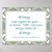 ブルーティール(緑がかった色)バイブル聖なる書物、 経典勇気付けられる引用文 ポスター (正面)