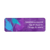ブルーティール(緑がかった色)パープルピーコ結婚ック差出人住所 ラベル (正面)