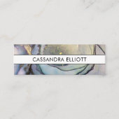 ブルーティール（緑がかった色）パープル&金ゴールドアルコールインクリキッドアート スキニー名刺 (正面)