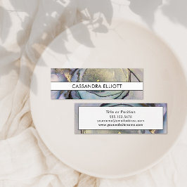 ブルーティール（緑がかった色）パープル&金ゴールドアルコールインクリキッドアート スキニー名刺