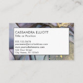 ブルーティール（緑がかった色）パープル&金ゴールドアルコールインクリキッドアート 名刺 (裏面)