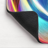 ブルーティール(緑がかった色)ピンクイエローホワイトウェーブアブストラクション マウスパッド (コーナー)