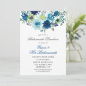 ブルーティール(緑がかった色)ピ絵を描オニブリデスメイドランチョン招待状 (スタンド正面)