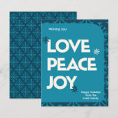 ブルーティール（緑がかった色）ファミリー写真フレームクリスマスホリデー ノートカード (正面/裏面)