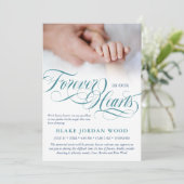 ブルーティール（緑がかった色）フォーエバーで私たちのハートベビーメモリアル 案内状 (スタンド正面)