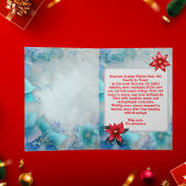 ブルーティール(緑がかった色)フローラエレガントファミリーフォトホリデー カード