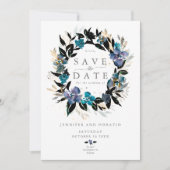 ブルーティール(緑がかった色)フローラ結婚ズブーケ 招待状 (正面)