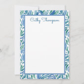 ブルーティール（緑がかった色）ペイズリー水彩パーソナライズされた ノートカード (正面)