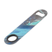 ブルーティール（緑がかった色）ホワイトステンレス鋼ボトルオープナー スピード栓抜き (正面アングル)