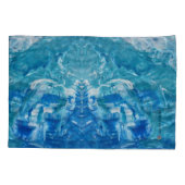 ブルーティール（緑がかった色）ホワイトピローケースセット 枕カバー (裏面-左)