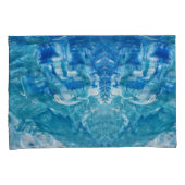 ブルーティール（緑がかった色）ホワイトピローケースセット 枕カバー (正面右)