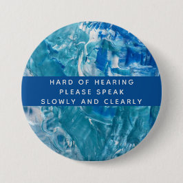 ブルーティール（緑がかった色）ホワイト抽象芸術懸命聴力3インチ 缶バッジ