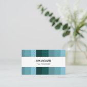 ブルーティール（緑がかった色）ミニマルストライプリスト手作り 名刺 (スタンド正面)