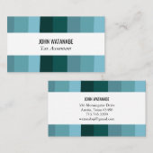 ブルーティール（緑がかった色）ミニマルストライプリスト手作り 名刺 (正面/裏面)