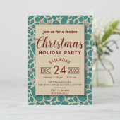 ブルーティール（緑がかった色）レトロコージービークリスマスホリデー 招待状 (スタンド正面)