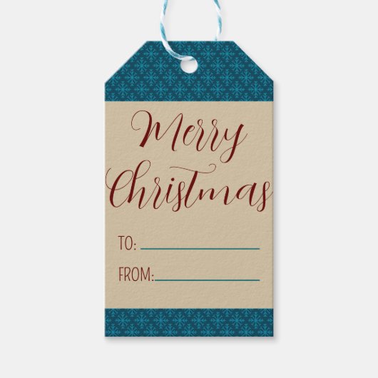 ブルーティール（緑がかった色）レトロタイドオブクリスマスビベス ギフトタグ (正面)