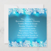 ブルーティール(緑がかった色)レース&シルバーフレームキンセアニェラ 招待状 (裏面)