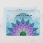 ブルーティール(緑がかった色)ロータスフラワーヨガ瞑想ホリスティック ポストカード (正面/裏面)