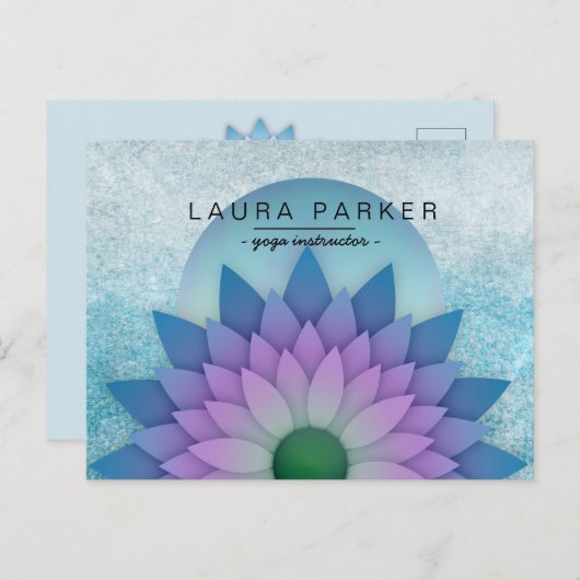 ブルーティール(緑がかった色)ロータスフラワーヨガ瞑想ホリスティック ポストカード (正面/裏面)