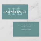 ブルーティール(緑がかった色)ヴィンテージエレガントモノグラムヘアラッシュ 名刺 (正面/裏面)