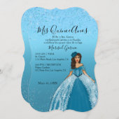 ブルーティール（緑がかった色）ヴィンテージキンセアニェラドレス 招待状 (正面/裏面)