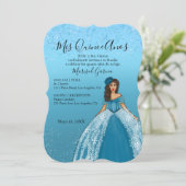 ブルーティール（緑がかった色）ヴィンテージキンセアニェラドレス 招待状 (スタンド正面)