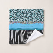 ブルーティール(緑がかった色)及びブラックグリッター最高のタオルセット バスタオルセット (ウォッシュタオル)