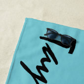 ブルーティール（緑がかった色）名前をカスタムするパーソナライズされたビーチタオル ビーチタオル (インサイチュ)