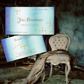 ブルーティール（緑がかった色）大理石金ゴールド華美コーナー装飾品 名刺