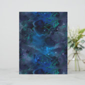 ブルーティール（緑がかった色）大理石銀河系スクラップブック紙シート (スタンド正面)