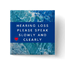 ブルーティール（緑がかった色）抽象芸術ハート難聴2インチ