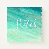 ブルーティール（緑がかった色）抽象芸術絵画ズあなたの名前Sketchbook ノートブック (裏面)